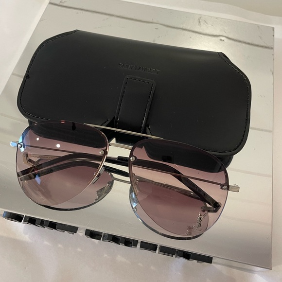 SAINT LAURENT CLASSIC 11 M-008 AVIATOR SUNGLASSES - Picture 2 of 10